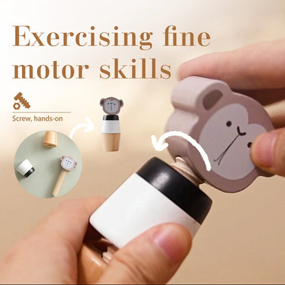 Baby Wooden Montessori Toy Develop Kid Hand-on Ability Toy Hand Bell Toy Children Animal Puzzle Classic Educational Toy Kid Gift