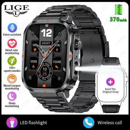 New Smart Watch For Men Women 2.01inch Large Screen Bluetooth Call LED Flashlight Sports Fitness Bracelet Waterproof Smartwatch