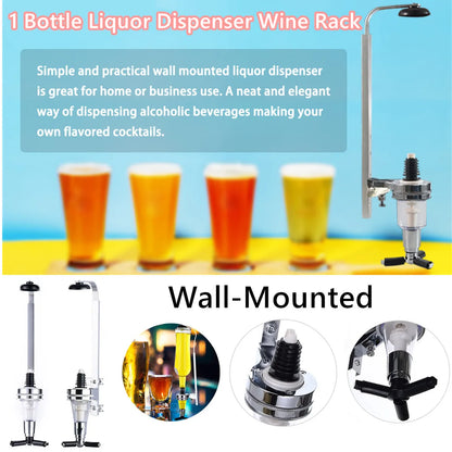 Wall-Mounted 1 Bottle Liquor Dispenser Wine Rack, Bar Butler Holder Drinks Alcohol Shot Station Liquor Beverage Whisky Dispenser