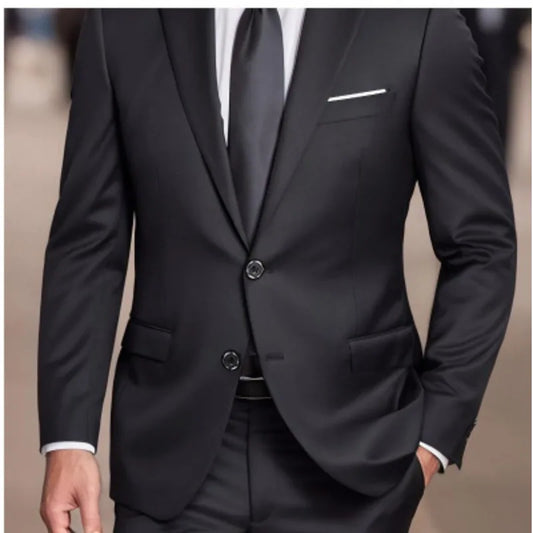 Business Casual Men's Two-Piece Suit Set Wedding Groomsmen Pure Color Formal Wear Spring Summer Autumn Winter New Arrival