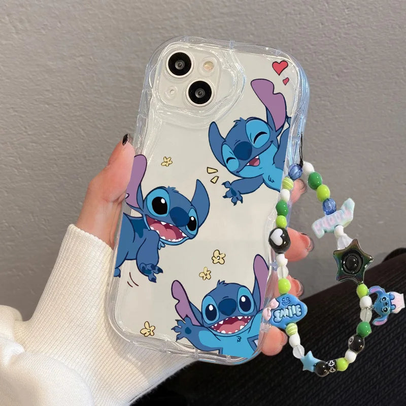 Cute Y2K Stitch with Strap Lanyard Chain Case for Iphone 6 6S 7 8 Plus SE 2022 11 12 13 Pro X XR XS Max 13 Pro Max Fashion Cover