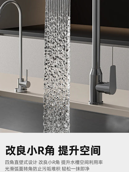 Kitchen 304 Stainless Steel Sink Vegetable Basin Large Sink Household Kitchen Vegetable Basin Countertop Dishwasher
