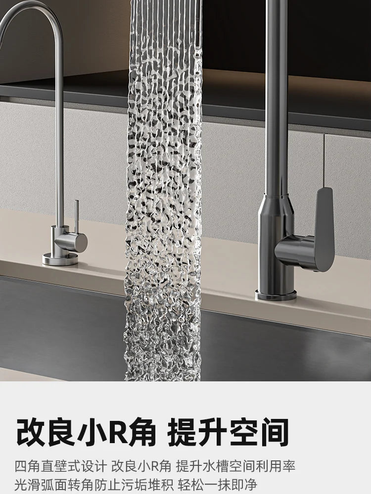 Kitchen 304 Stainless Steel Sink Vegetable Basin Large Sink Household Kitchen Vegetable Basin Countertop Dishwasher