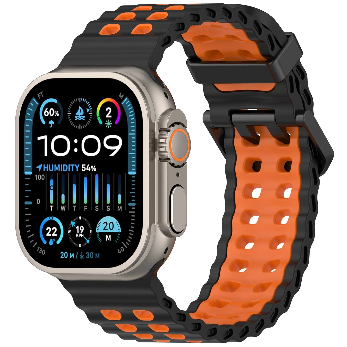 Two-Tone Ocean Silicone Strap for Apple Watch Ultra/2 49mm Sports Comfortable Lightweight Band iWatch 10 9 8 7 6 5 4 SE Bracelet