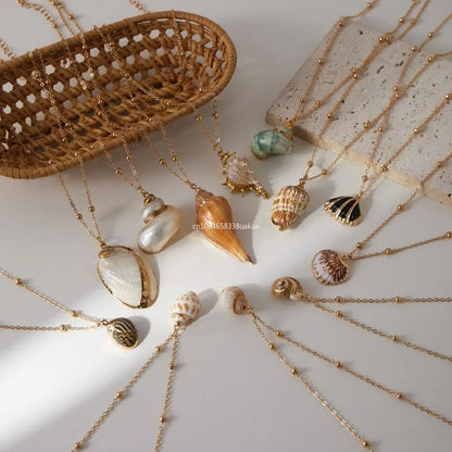 Bohemia Conch Shells Necklace Sea Beach Shell Pendant Necklace for Women Female Shell Cowrie Summer Party Gifts Jewelry choker