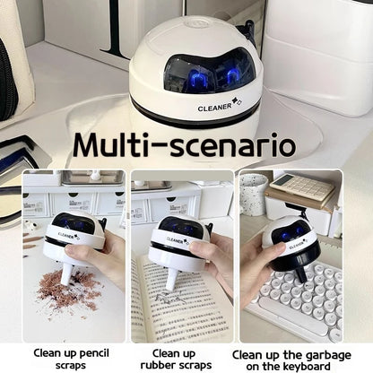 Desktop Mini Rechargeable Vacuum Cleaner Portable Car & Keyboard Dust Extractor with Rubber Shavings Cleaning for Home & Office