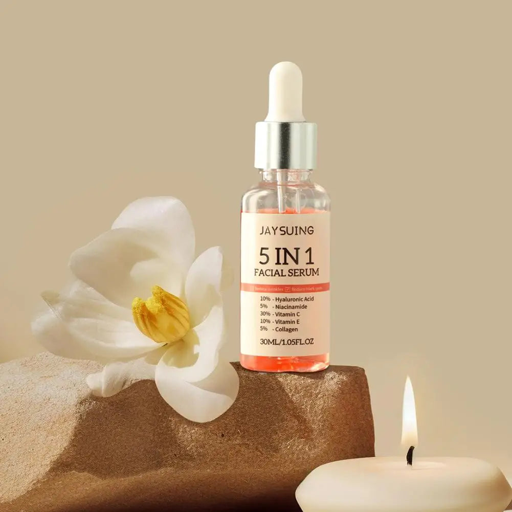 5-in-1 Face Serum 30ml - Moisturizing, Whitening, Anti-Wrinkle, Anti-Aging, Vitamin C & Hyaluronic Acid for Pore Minimizing