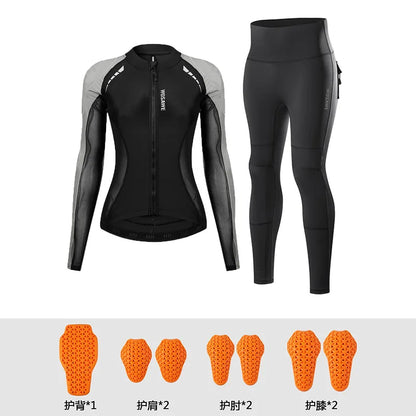 WOSAWE Women Motorcycle Jacket and Pants Set with Removable Pads Soft Protective Gear CE Certified Safety Moto Racing Clothes