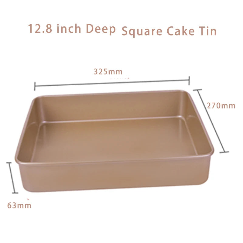 12.8 Inch Deep Square Cake Tin Bread Buns Cookie Baking Sheet Tray Pan Mold for Pastry Cooking