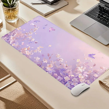 Dreamy Flower Butterfly Mouse Pad Purple Floral  Non-Slip Office or Home Workspace Office Desk Accessory Mouse Pads for Desk