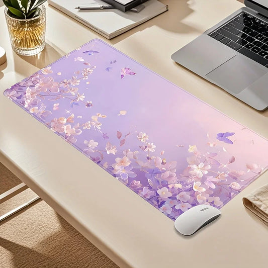 Dreamy Flower Butterfly Mouse Pad Purple Floral  Non-Slip Office or Home Workspace Office Desk Accessory Mouse Pads for Desk