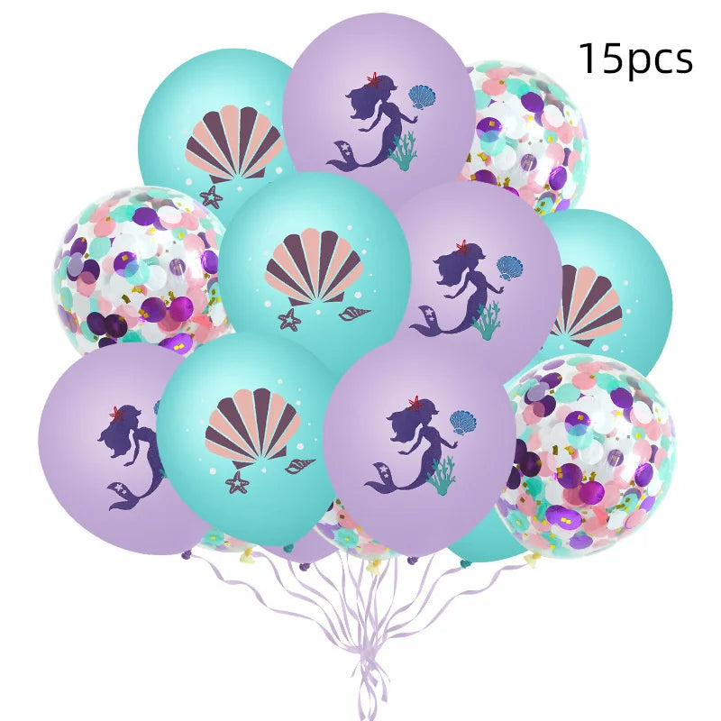 The Little Mermaid Birthday Party Decoration Princess Ariel Paper Napkin Plate Cup Tablecloth Balloons Kids Baby Shower Supplies