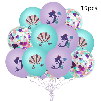 The Little Mermaid Birthday Party Decoration Princess Ariel Paper Napkin Plate Cup Tablecloth Balloons Kids Baby Shower Supplies