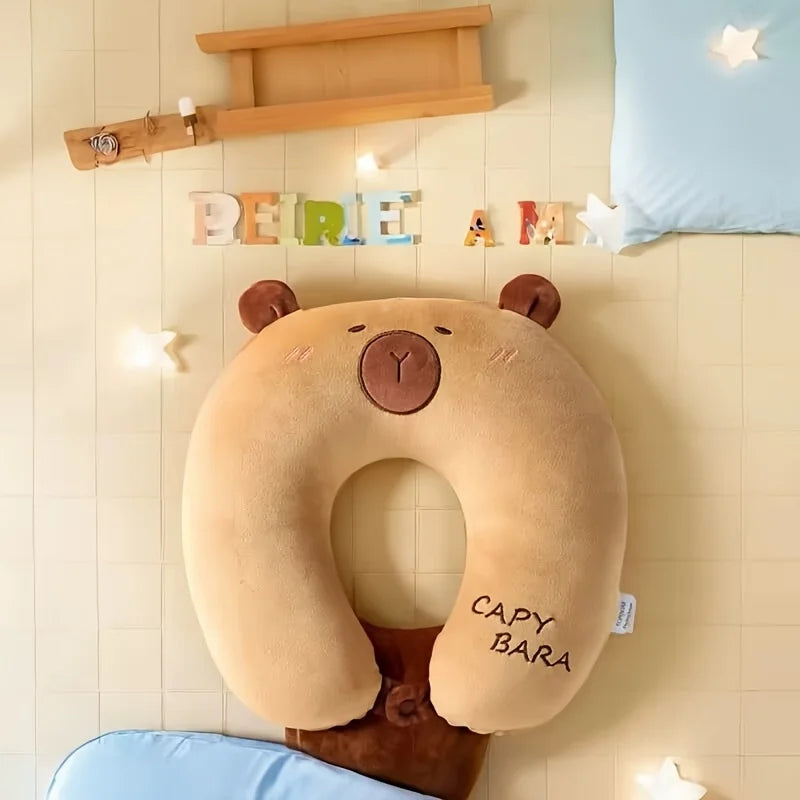 Capybara U Shaped Pillow Office Nap Neck Pillow Portable Travel Neck Pillow Back Support Pillow Portable Car Pillow for Nap