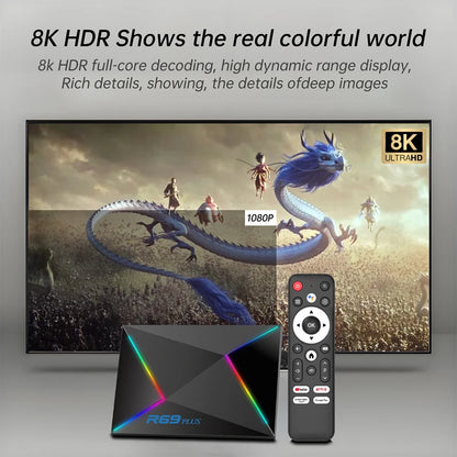 R69 plus Voice Control 8K Ultra HD TV Box Octa Core Allwinner H728 Supports Netflix WIFI 6 Set Top Box