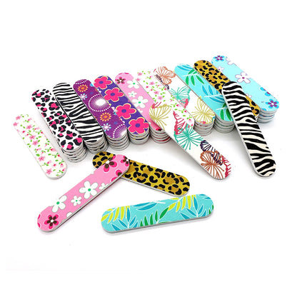 20pcs 9cm Cartoon Printed Emery Board Nail Files Beauty Assorted Cute Patterns Double Sided Manicure Pedicure Tools Nail Care