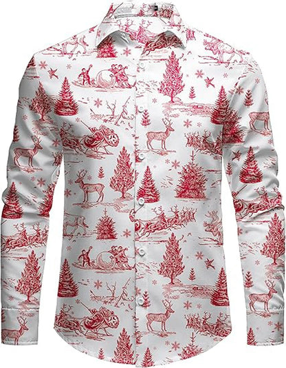 3D printed cartoon prints, high-quality and comfortable men's boutique fashion long-sleeved shirt, trendy printed men's shirt