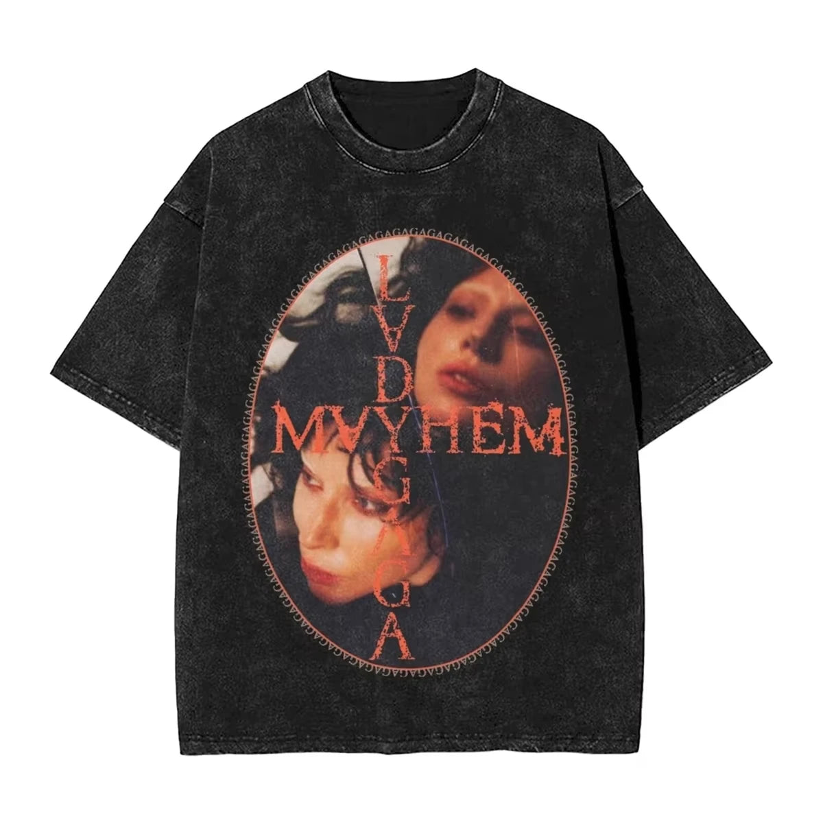 Washed T Shirts Lady Gaga Mayhem Hip Hop Retro Vintage High Street Streetwear Short Sleeve Print Tees Men's Women Tops Harajuku