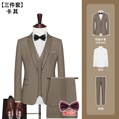 Men's Big Size Suit Set Professional Business Wedding Groom Office Team Uniform Summer Formal Suit