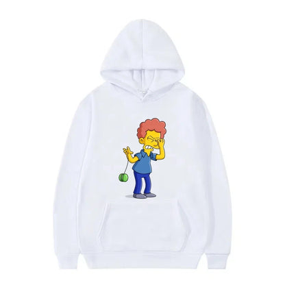 Disney The Simpsons Funny Pattern Casual Hooded Tops Men Woman Loose Comfortable Winter Black Sports Pullovers Fashion Clothing