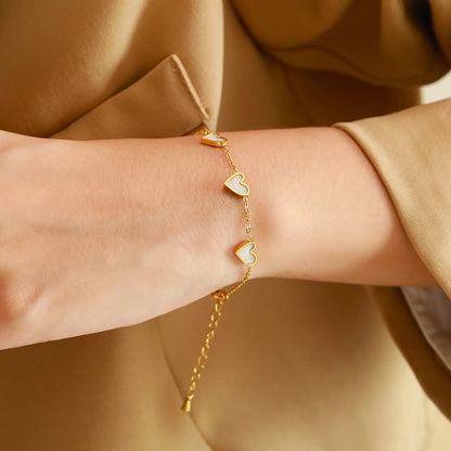 Romantic Heart Love Bracelet for Women Multi-color Stainless Steel Bracelet Gold Plated Luxury Wrist Chain Jewelry Girl Gifts