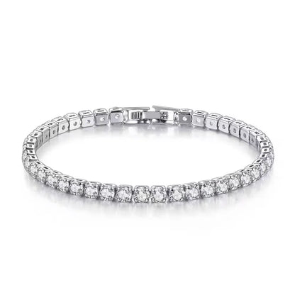 S925 Sterling Silver Bracelet Zirconia Tennis Ball Women Fashion Simple Engagement Wedding Charm Jewelry 4mm 16-20cm