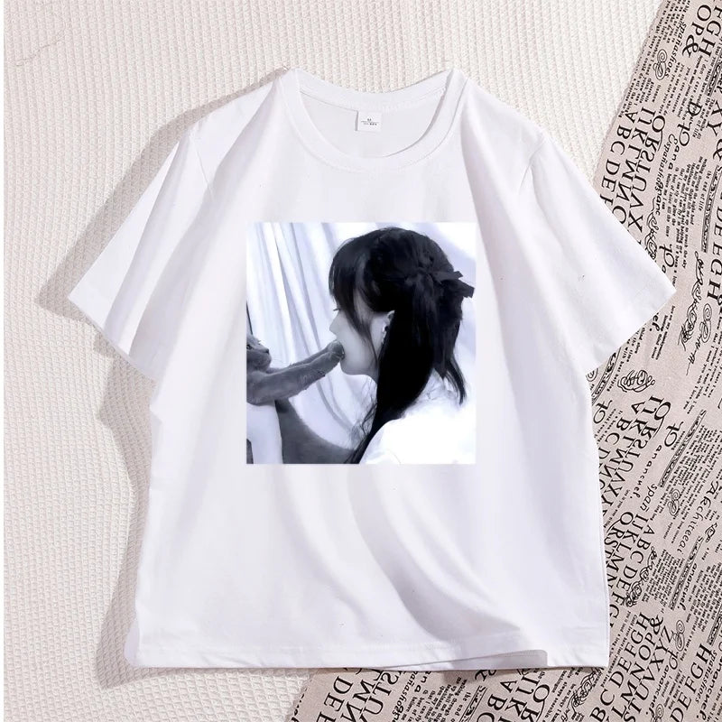 Funny Dirty Heart Cat T-shirt Men's Fashion Street Wear High Quality Tshirt Man Designer Clothes Unisex Cotton Short-sleeve