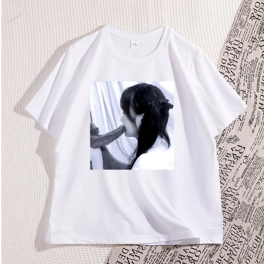 Funny Dirty Heart Cat T-shirt Men's Fashion Street Wear High Quality Tshirt Man Designer Clothes Unisex Cotton Short-sleeve
