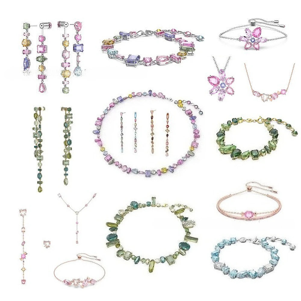 YEEVAA Candy Colorful Imitation Crystal Dopamine Unique Design Choker Necklace Bracelet Earrings, Jewelry for Women Bridal Gift