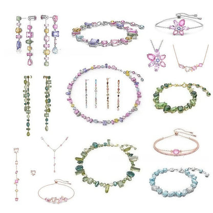 YEEVAA Candy Colorful Imitation Crystal Dopamine Unique Design Choker Necklace Bracelet Earrings, Jewelry for Women Bridal Gift