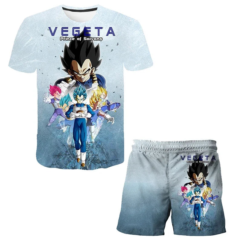 Fashion Dragon Ball Z Tshirt Set Kids Vegeta Boys Clothes Girls Mens Women T-shirt Suit Trucksuit Clothes 3d Goku Short Sleeve