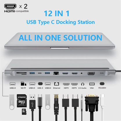MZX USB Multi-hub Docking Station Type C Multi Hub Extension A HDMI-compatible Rj45 Pro Adapter Dock for Macbook Mac Mini Laptop
