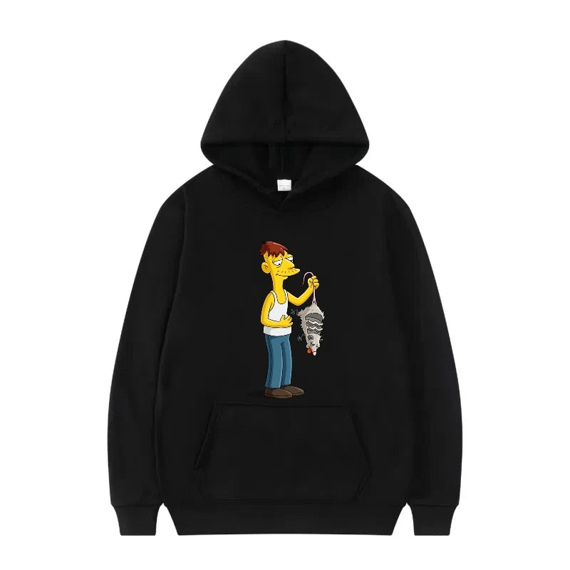 Disney The Simpsons Funny Pattern Casual Hooded Tops Men Woman Loose Comfortable Winter Black Sports Pullovers Fashion Clothing