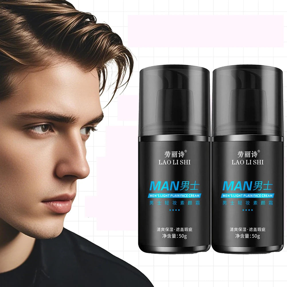 1/2PCS Men Makeup Cream Face Concealer Oil Control Make Up Lazy Cream Moisturizer Toning Cream Conceal Pores Covering Foundation