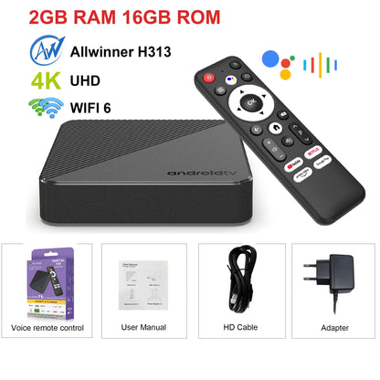 Android14 TV Box Smart Home theater T1S AllwinnerH313 Chip Quad core Wifi6 1000M Lan Bluetooth Chromecast Streaming Media Player