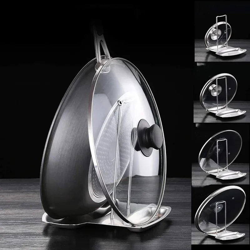 Stainless Steel Detachable Pot Lid Rack, Multifunctional Kitchen Utensil Holder for Spatula & Spoon, Pan Cover Storage Shelf
