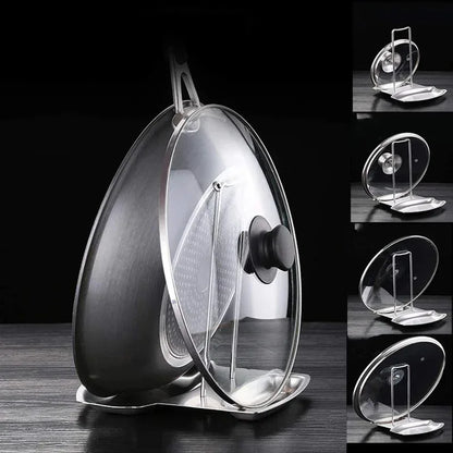 Stainless Steel Detachable Pot Lid Rack, Multifunctional Kitchen Utensil Holder for Spatula & Spoon, Pan Cover Storage Shelf