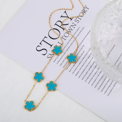 Hot Sale Stainless Steel Laser Five Leaf Flower Petal Adjustable Clover Bracelet Classic for Woman Girl Brand Jewelry Party Gift