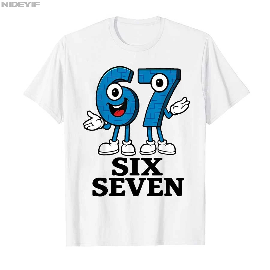 67 Six Seven 6-7 - Funny Italian Brainrot Kids Gaming Meme T-shirt For Men Women 100% Cotton T Shirts Short Sleeve Tops 0925-1