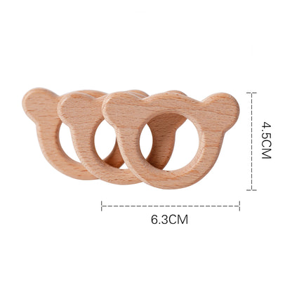 10pc Baby Wooden Teether Beech Bee Pacifier Teeth Pendant Wooden Baby Gym Toys Montessori Animals Baby Products Newborn Gift Kid