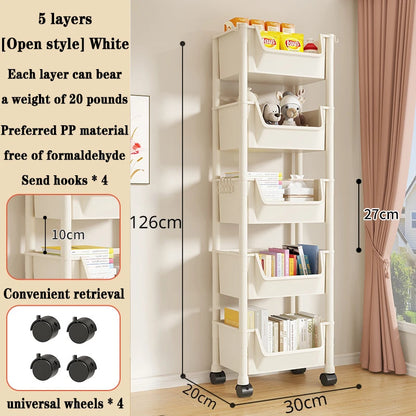 Children's Bookcases Rack Cart Home Toy Storage Reading Shelves Furniture With Wheels Removable Small Bookshelves With Wheels