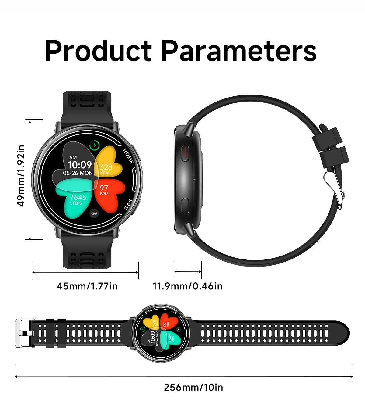 Smart Watch for Men Women Built-in GPS Fitness Watch with BT Calls 100+ Sport Modes IP68 Waterproof Smartwatch for Android iOS