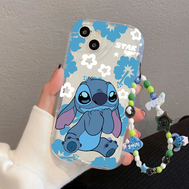 Cute Y2K Stitch with Strap Lanyard Chain Case for Iphone 6 6S 7 8 Plus SE 2022 11 12 13 Pro X XR XS Max 13 Pro Max Fashion Cover