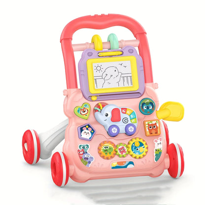 Baby Walker Trolley Early Educational Learning Walking Pushing Wheel Activity Musical Drag Car Toy For Infant 0 12 Months Gift