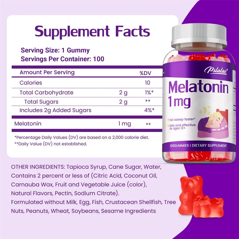 Melatonin Gummies 1mg - Children's Sleep Aids Support Healthy Sleep, Relieve Insomnia, and Help Children Fall Asleep Faster