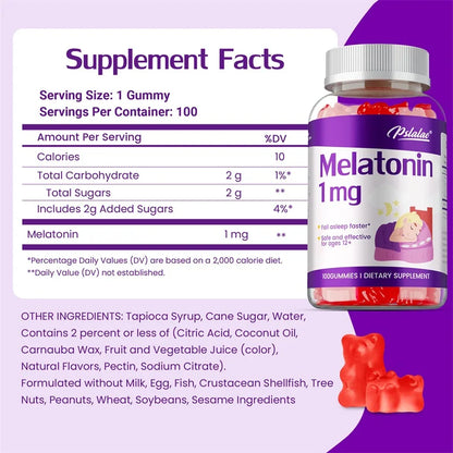 Melatonin Gummies 1mg - Children's Sleep Aids Support Healthy Sleep, Relieve Insomnia, and Help Children Fall Asleep Faster