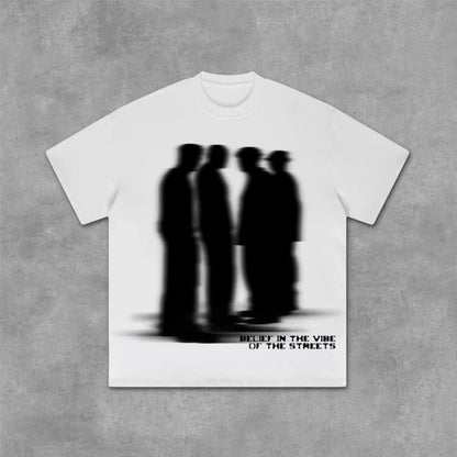 Street Atmosphere Virtual Shadow Characters Shadow Graphic Cotton T-Shirt Men Y2K Vintage Oversize Tshirt Streetwear Women Tops