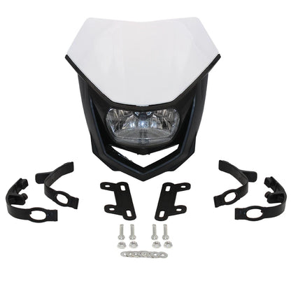 35W Motorcycle Headlight Plate Mask Fairing H4 Headlamp For Yamaha Honda Suzuki Enduro Motocross Dirt Bike Modified Accessories