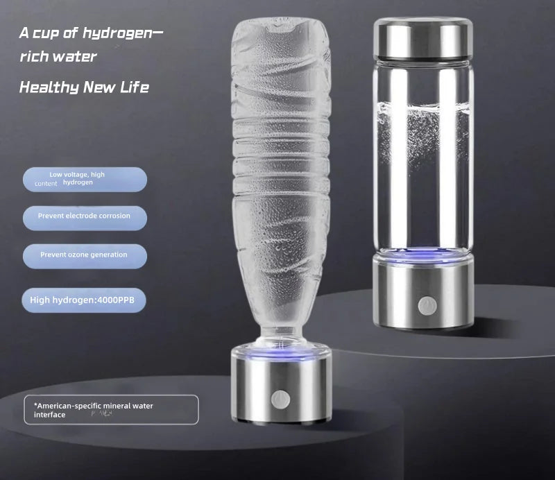 Portable Hydrogen Water Generator Bottle Rechargeable Electric Alkaline Water Ionizer Cup Hydrogen-Rich Health Care Drinkware