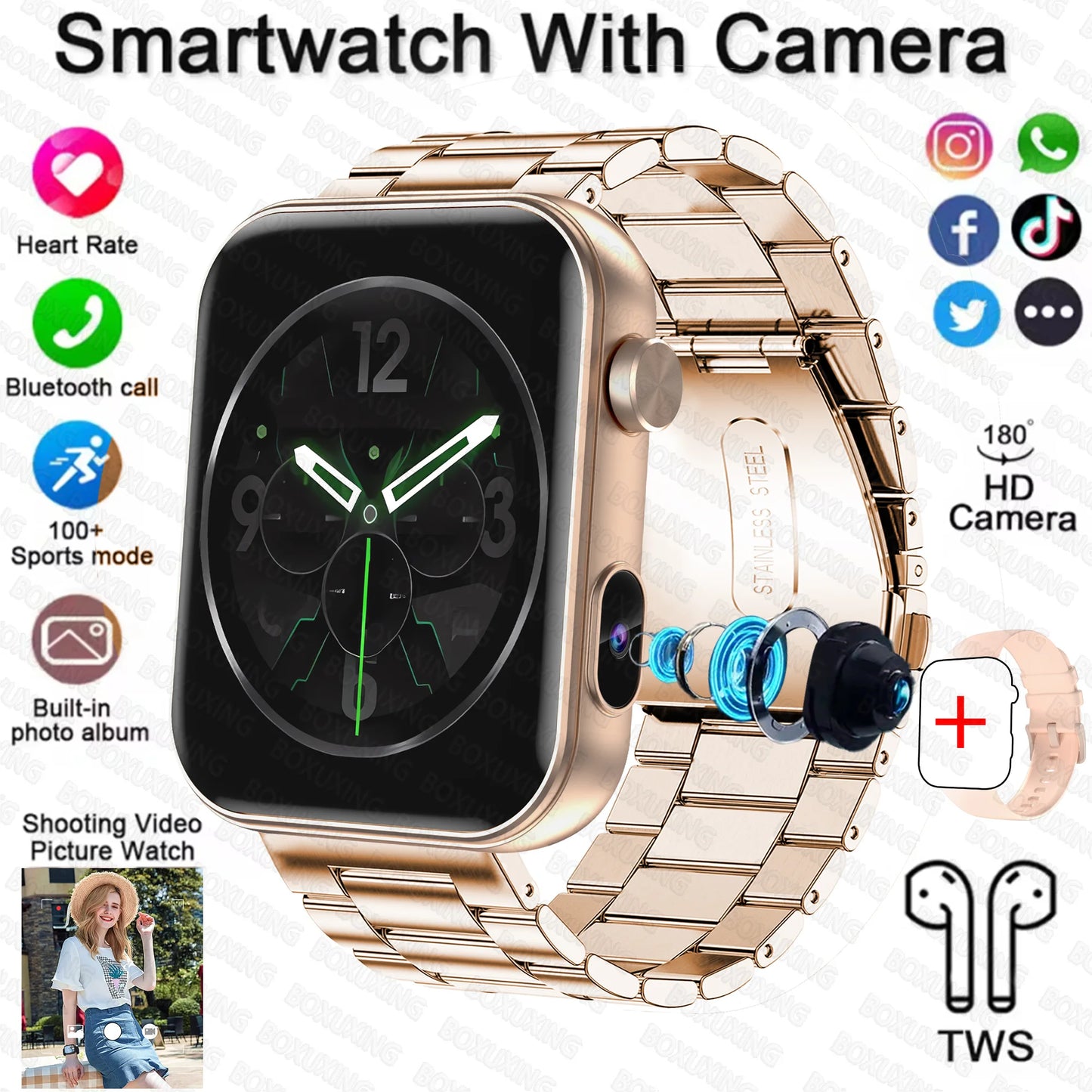 Smart Watch Women Men sound recording Camera Take Photo Record Video Watches Sport Waterproof Bluetooth Call Smartwatch 2025 New